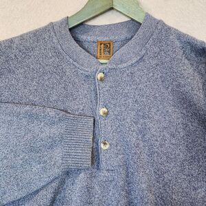T2 by Tundra Men's‎ Blue Henley Sweater L 100% Cotton Made in Canada